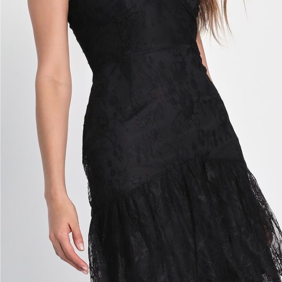 Lulu's NWT High Low Dress Tiered Black Dress Size Medium - Picture 4 of 13